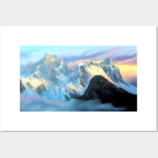 Panoramic Sunrise View Of Everest Mountain Posters and Art